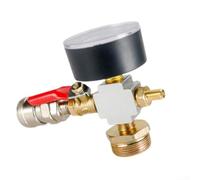 Kit di conversione adattatore compressore d'aria mobile, manometro e valvola di sicurezza tipo C per raccordi a sgancio rapido per gonfiaggio pneumatici 30 mm (quattro vie)