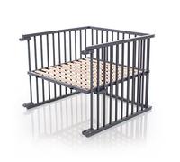 kit di conversione culla babybay, regolabile in continuo, adatto per il letto laterale originale I Dimensioni lettino: 132 cm x 81 cm in legno massello di faggio, verniciato grigio ardesia