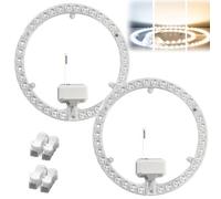 Kit di conversione moduli LED in confezione da 2: modulo LED da 36 W per plafoniere, scheda di conversione LED con magneti di fissaggio, modulo LED ad anello lampada ad anello Ø 23 cm (bianco caldo)
