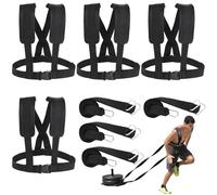 Kit di corda per allenamento di resistenza per allenamento fisico, calcio, corsa, allenamento con slitta e tracolla imbottita regolabile, 4 pezzi