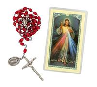 Kit di coroncina religiosa | Include biglietto di preghiera, perline e istruzioni | devozionali di preghiera cattolica | ottimo regalo per la prima comunione e la cresima, Plastica, Senza pietra