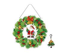 Kit di corone per pittura a diamante 5D con stringa di luci a LED, trapano a punti di cristallo 5D ghirlanda di Natale pittura con diamanti di Natale decorazione ghirlanda appesa decorazione