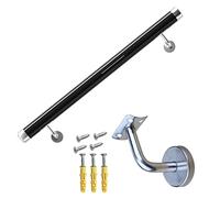 Kit di corrimano per Scale Nere montate a Parete da 2,2 m Fai-da-Te con staffe argentate per Scale Interne ed Esterne