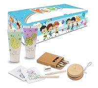 Kit di cortesia per bambini KIDS 002K - idea regalo bimbi con matite colorate e yo-yo in legno, shampoo e bagnoschiuma per bambini 30 ml - Made in Italy