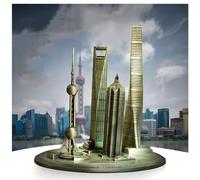 Kit di costruzione di architettura di Shanghai Oriental Pearl Tower Centro finanziario globale Torre Jinmao Ornamenti architettonici in metallo Collezione di modellini di souvenir (Color : Brass, Si