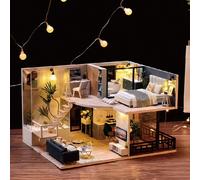 Kit di costruzione fai-da-te di una casa in miniatura bifamiliare in scala 1:24 con mobili e accessori in legno - Modello architettonico creativo di una baita perfetto come regalo di compleanno o Nata