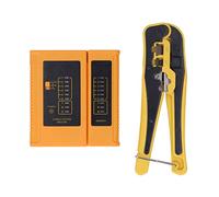 Kit di crimpatrici a cricchetto multiuso 3 in 1 con tester di rete - Pinze a crimpare verticali in acciaio e matrici 8P 6P compatibili con terminali telefonici e di rete RJ11 e