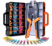 Kit di crimpatura codificata a colori con 220 terminali impermeabili IP67, crimpatrice per ghiere e impugnatura ergonomica per 0,25-6 mm² (AWG24-10), set di attrezzi per elettricisti tutto in uno con