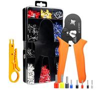 Kit di crimpatura professionale da 0,5-10 mm² con 1200 manicotti per connettori terminali, crimpatrice a cricchetto autoregolabile per connettori terminali terminali cavi, set di pinze per crimpatura
