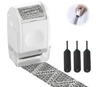 Kit di cuscinetti a rullo riservati, tampone a rullo per protezione dei dati con 3 ricariche di inchiostro non tossico, tampone a rullo per mascherare informazioni personali, bianco