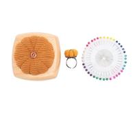 Kit di cuscino per spillo a forma di zucca in legno anello di dito anello pincushing per spilli aurico (Giallo zenzero)