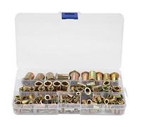 Kit di dadi per rivetti metrici, 150 pezzi, dadi per inserti filettati a testa piatta in acciaio al carbonio, set di dadi per rivetti con inserti filettati assortiti, set di dadi