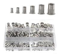 Kit di dadi rivetti in acciaio inossidabile 304, 93 pezzi, a testa piatta, tipo scanalato, per fissaggio M3 M5 M6 M8 M10 in settore automobilistico e ingegneria (H)
