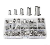 Kit di dadi rivetti in acciaio inossidabile 304, 93 pezzi, a testa piatta, tipo scanalato, per M3, M5, M6, M8, M10, fissaggio in automotive e ingegneria (D)