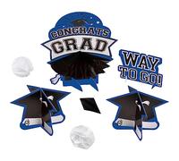 Kit di decorazione centrotavola di carta per laurea, 7,6 cm - 8,9 cm, blu, confezione da 7