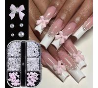 Kit Di Decorazione per Nail Art 3D Da 500 Pezzi Con Fiocchi in Resina, Perle Pos