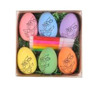 Kit di decorazione per uova di Pasqua, 6 uova di plastica bianca con kit di tintura, ornamenti pasquali, set fai da te, bomboniere per la caccia alle uova (C)