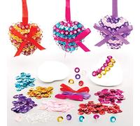 Kit di Decorazioni a Cuore con Pailettes Baker Ross (confezione da 3)- Set di artigianato per regali di San Valentino e festa della mamma per bambini da realizzare e decorare