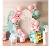 Kit di decorazioni natalizie per arco di palloncini, rosa pastello, verde, bianco, oro palloncini con stella, bastoncino di zucchero, palloncino in lamina per Natale, pan di zenzero, schiaccianoci