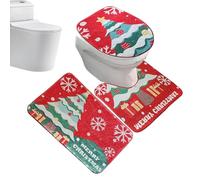 Kit di decorazioni natalizie per il bagno, coprisedili per WC e tappeti sanitari, per palcoscenico per il pavimento festivo, tappetino antiscivolo con design cartone animato, per casa