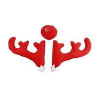 Kit di decorazioni per auto con corna di renna natalizia | 2 corna 1 naso morbido e confortevole set di decorazioni per corna di renna rosse automatiche per la festa di Natale a casa