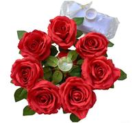 Kit di decorazioni per auto con rose artificiali per matrimonio con ghirlanda floreale realistica e fiocchi di raso per la sposa e lo sposo, con fiori di seta rossi, bianchi, blu, rosa, facili da