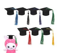 Kit di decorazioni per cappelli per gradi, arredamento di cappelli di laurea neri | 7x topper per bottiglie di vino di laurea con nappe - Punteggi fotografici, cappello in miniatura per la