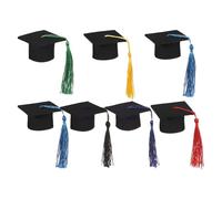 Kit di decorazioni per cappelli per gradi, arredamento di cappelli di laurea neri - Arredamento per bottiglie di birra di laurea 7x con nappe | Cappello in miniatura, accessorio decorativo per la cele