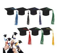 Kit di decorazioni per cappelli per gradi, arredamento di cappelli di laurea neri - Arredamento per bottiglie di birra di laurea 7x con nappe | Cappello in miniatura, oggetti di scena fotografica per