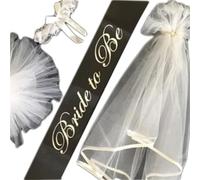 Kit di decorazioni per feste di addio al nubilato con velo bianco e tiara