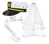 Kit di decorazioni per feste di addio al nubilato Forniture per la doccia nuziale Bride To Be Fascia velo bianco e cappello da capitano yacht Set di decorazioni per feste di addio al nubilato Kit da