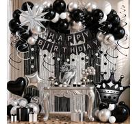 Kit di decorazioni per feste di compleanno, 50 pezzi, con lamina nera e | Lattice di alta qualità e cartoncino robusto. Crea un elegante sfondo di raccolta per adulti. La configurazione pre-infilata