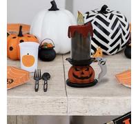 Kit di decorazioni per Halloween, candela elettronica a LED a forma di zucca, per casa, feste, decorazione da scrivania, centrotavola decorativo (A, 16 cm)