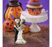 Kit di decorazioni per Halloween, statua di scheletro sposa e sposo, statua in resina, da collezione, per il giorno dei morti, Halloween, matrimonio, cimitero gotico messicano, mensola da tavolo (nero