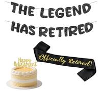 Kit di decorazioni per la pensione, 4 pezzi, nero e oro, con striscione, decorazione per torte, tiara per feste di pensionamento, forniture per uomini e donne (senza corona: esclusivo da uomo, 1)