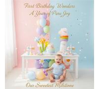 Kit di decorazioni per palloncini per il 1° compleanno, 81 cm, set di palloncini pastello macaron arcobaleno e margherita sorridente, carino affascinante sfondo fotografico fai da te per torte e baby