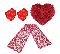 Kit di decorazioni per San Valentino, 2000 petali di rosa rossa, 10 palloncini a forma di cuore, con scritta "I Love You", ghirlanda in feltro per alleviare lo stress da tavolo