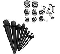 Kit di dilatazione dell'orecchio, 36 pezzi con dilatatori in acrilico e tappi in acciaio inox, dimensioni da 1,6 mm a 10 mm, ideale per principianti, acrilico + acciaio inossidabile, senza pietre