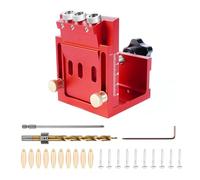 Kit di Dime per Fori Tascabili 3 Fori, Set Dime Per Fori Tasca 15 gradi, Dima di perforazione per Spinatura Legno per falegnameria e fori obliqui di Posizionamento
