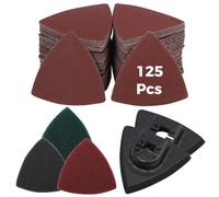 Kit di dischi abrasivi triangolari, 133 pezzi, 125 fogli abrasivi con levigatrice per mouse, 2 cuscinetti di base, 6 fogli di lucidatura, adatti per strumenti fai da te e professionali
