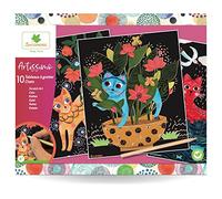 Kit di disegno per bambini 4 anni Sycomore-Artissimo: 10 dipinti da graffiare di gatti con Scratch Art e ricreazione creativa,pennelli per dipingere, sabbiarelli, scratch art bambini, acquarelli