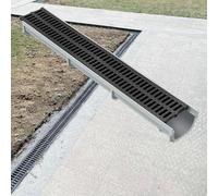 Kit di drenaggio for Trincea Durevole da 1 Pezzo for Cortile, Prato, vialetto e marciapiede - Sistema di drenaggio da Giardino di Facile Installazione(LxWxH 100x20x15cm)