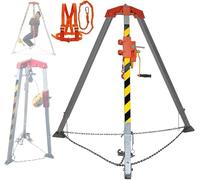 Kit di emergenza anticaduta | Treppiede di sollevamento e salvataggio, staffa in alluminio retrattile, dispositivo anti-caduta, verricello autobloccante (capacità 1180 kg) - Attrezzatura di sicurezza