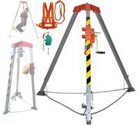 Kit di emergenza anticaduta | Treppiede di sollevamento e salvataggio | Staffa retrattile in alluminio | Verricello autobloccante e dispositivo anti-caduta | Capacità 1.179 kg