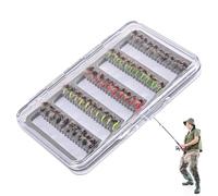Kit di esca da pesca a mosca, kit di esca da pesca | 50x esche per la maschera da con scatola di stoccaggio | Fly Hook for Trout Bass, per attività ricreative