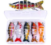 Kit di esche da pesca, 10 pezzi, 6 segmenti 3D realistici con deposito | Kit di esche da pesca per Bass per trote, pesce gatto, oro, salmone, acqua salata, lago, fiume, barca, riva