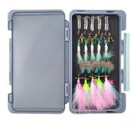 Kit di esche da pesca con ganci in acciaio al carbonio, per pesca a secco e bagnata, set di esche legate a mano in custodia compatta per pesca alla trota, spigola, fiume, ruscello, 31 pezzi (TZ00525)