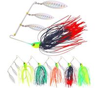 Kit di esche da pesca per spigola, 5 pezzi, con testa di pesce realistica e protezione della lenza, efficace per laghi, fiumi e stagni, include cucchiaio con flash e vibrazione (tuta a 5 colori)