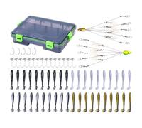 Kit di Esche da,Set Di Esche Morbide Realistiche Con Ami | Attrezzatura Portatile Con Contenitore Per Acqua Salata Lago Fiume Surf Barca Ghiaccio Principianti Papà