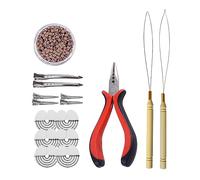 Kit di extension per capelli: 500 pezzi 3.0mm nano anelli in silicone, 3 fori pinze per capelli, ago extension (marrone chiaro)